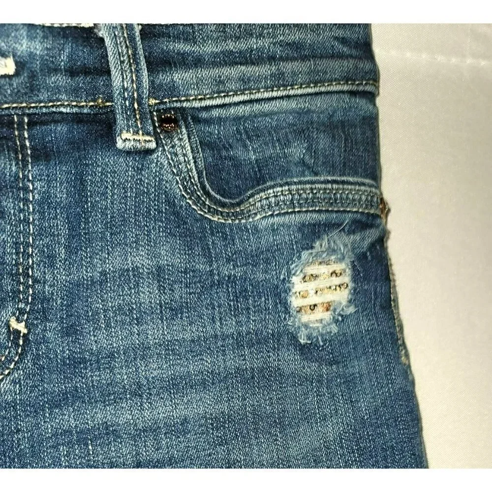 WHBM Crop Straight Leg Sequin Destressed Feel Beautiful Jean - Size 00